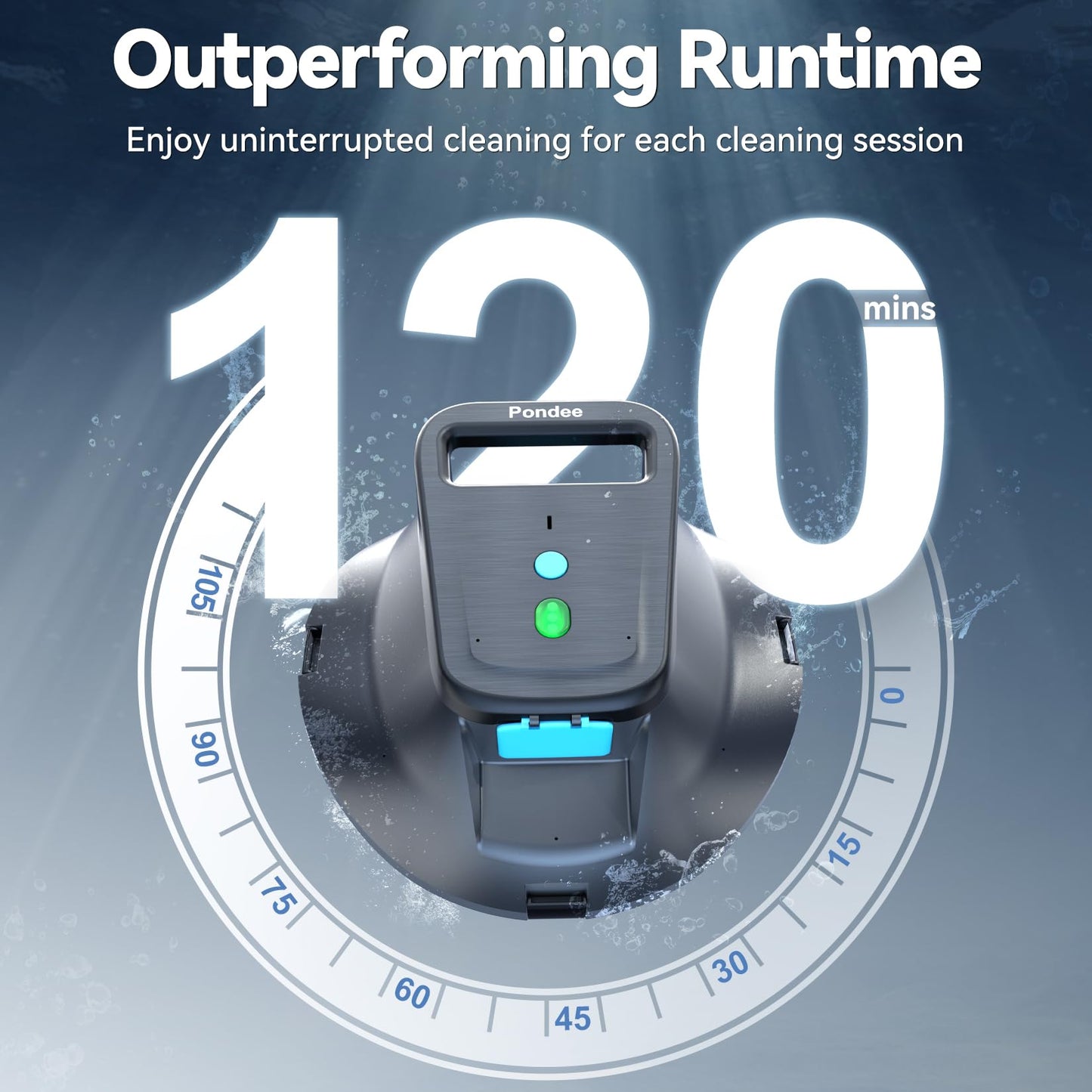Pondee X1 Robotic Pool Vacuum, Cordless Pool Cleaner with 120 Mins Runtime, Auto-Parking, 2.5h Fast Charging, Ideal for Above Ground Pool and Flat-Bottom Inground Pools up to 850 sq.ft