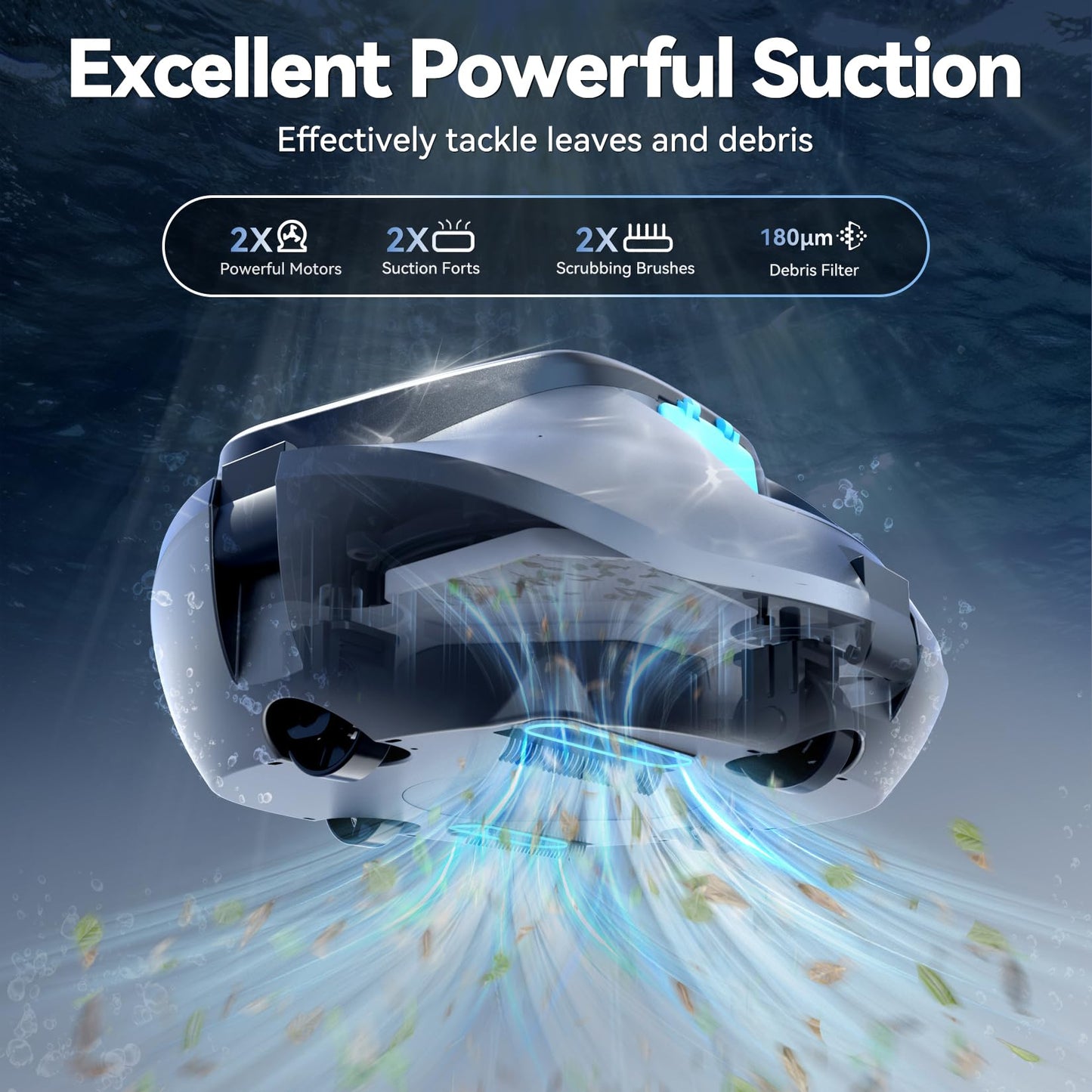 Pondee X1 Robotic Pool Vacuum, Cordless Pool Cleaner with 120 Mins Runtime, Auto-Parking, 2.5h Fast Charging, Ideal for Above Ground Pool and Flat-Bottom Inground Pools up to 850 sq.ft