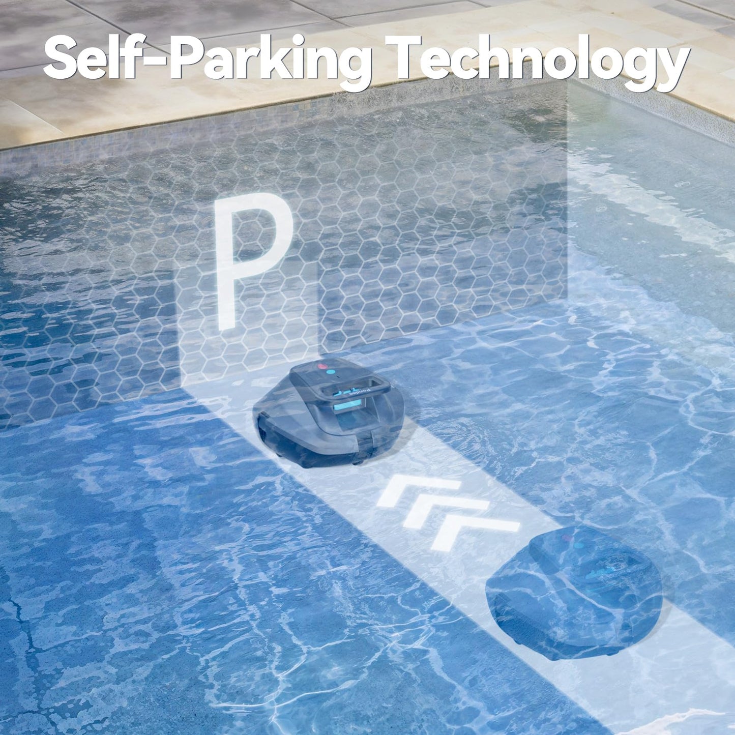 Pondee X1 Robotic Pool Vacuum, Cordless Pool Cleaner with 120 Mins Runtime, Auto-Parking, 2.5h Fast Charging, Ideal for Above Ground Pool and Flat-Bottom Inground Pools up to 850 sq.ft