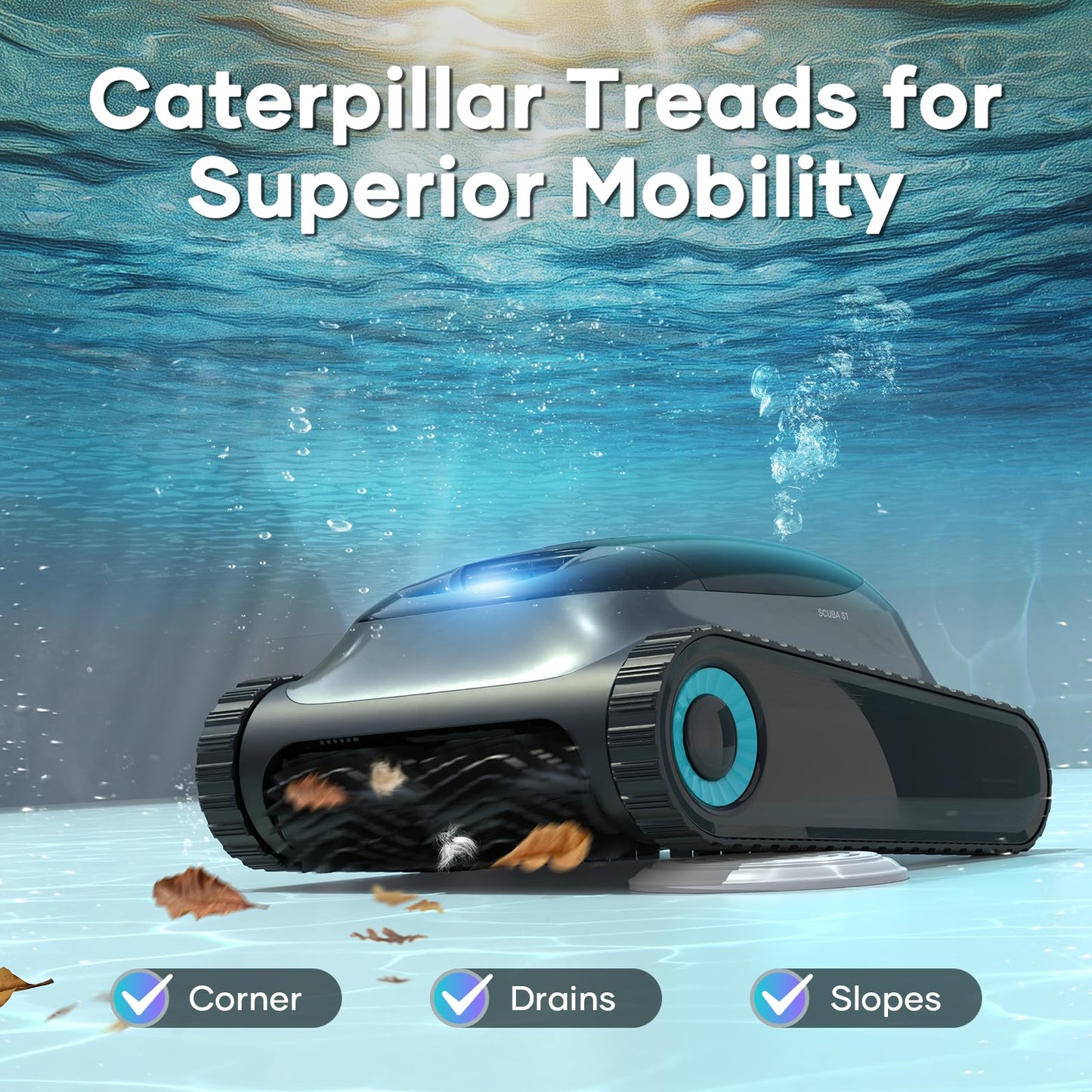 AIPER Scuba S1 Cordless Robotic Cleaner, Smart Navigation for Inground Pools up to 1,600 Sq.ft, Wall and Waterline Cleaning Vacuum