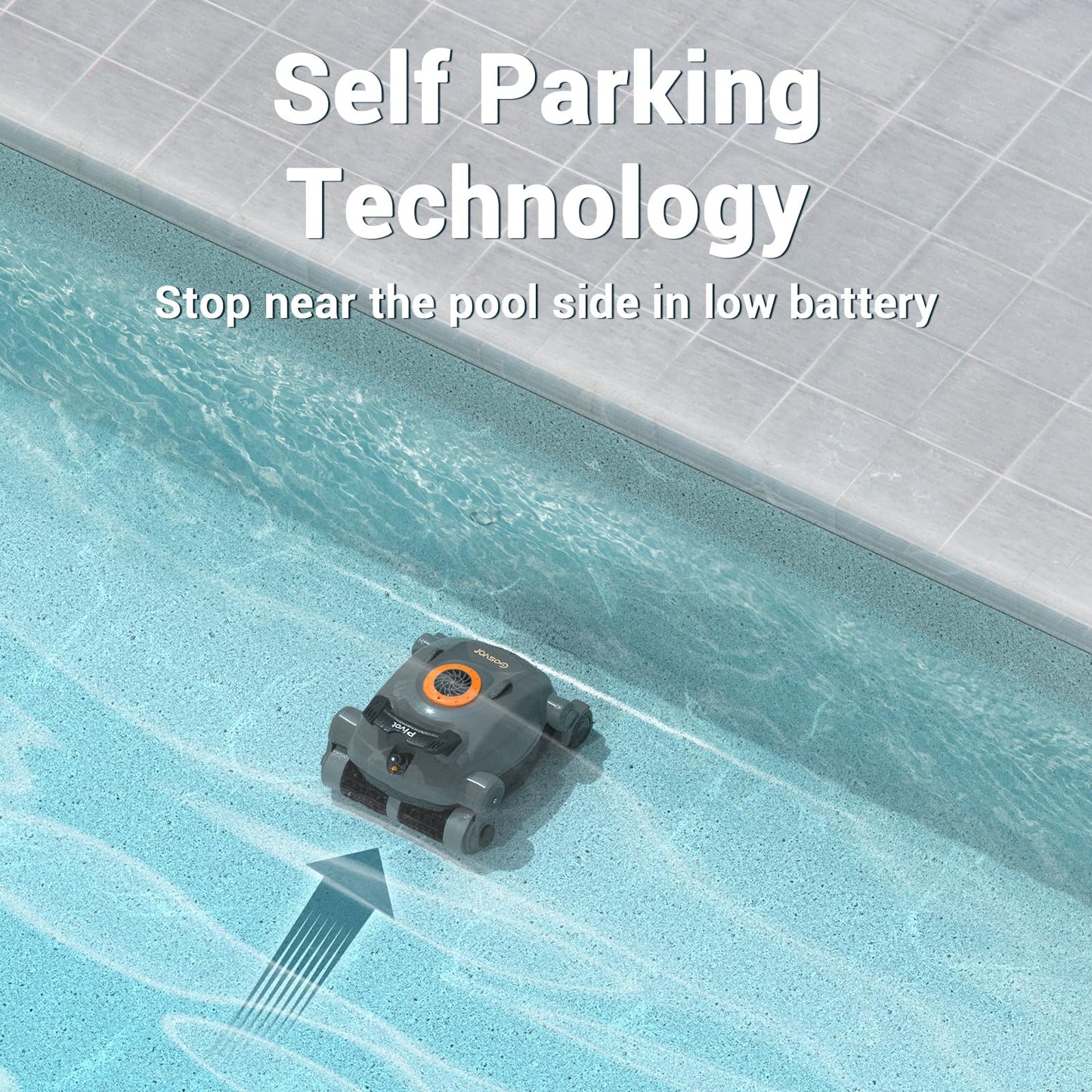 Pivot Cordless Robotic Cleaner,Wall Climbing,Extended Battery Life,Self-Parking,Automatic Pool Vacuum for Inground Pools up to 1,100 Sq.ft,Gray