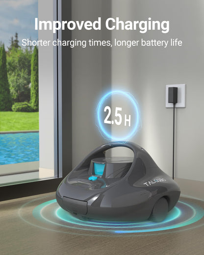 (2025 Upgraded) TALOSBO Pleco Se Cordless Pool Vacuum Up to 130 Mins Runtime, Robotic Pool Cleaner with 2.5H Fast Charge, Ideal for Flat Above Ground and Inground Pools up to 861 Sq. Ft.