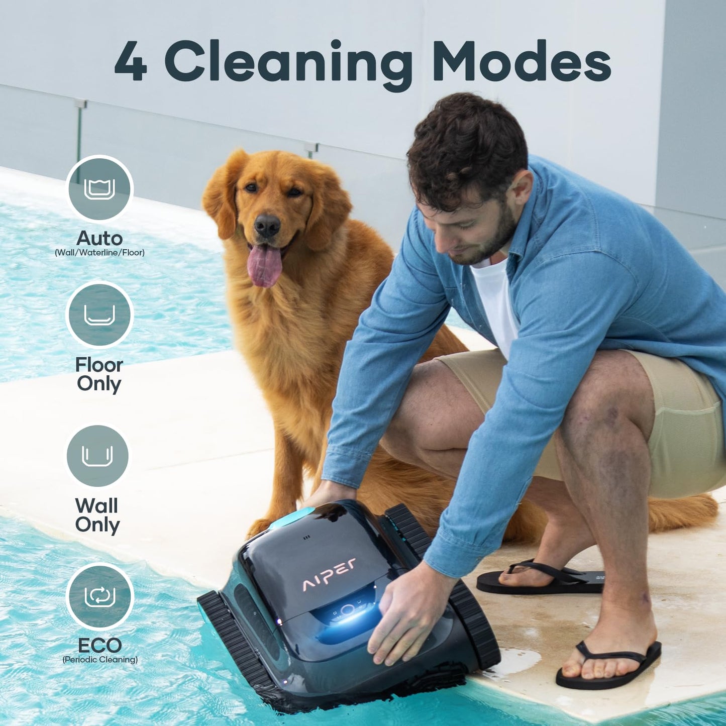 AIPER Scuba S1 Cordless Robotic Cleaner, Smart Navigation for Inground Pools up to 1,600 Sq.ft, Wall and Waterline Cleaning Vacuum