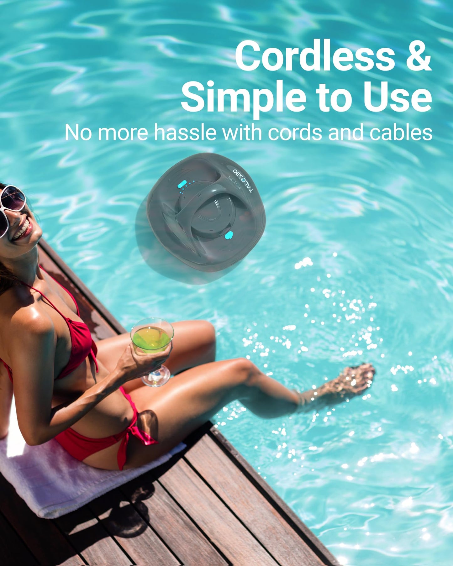 (2025 Upgraded) TALOSBO Pleco Se Cordless Pool Vacuum Up to 130 Mins Runtime, Robotic Pool Cleaner with 2.5H Fast Charge, Ideal for Flat Above Ground and Inground Pools up to 861 Sq. Ft.