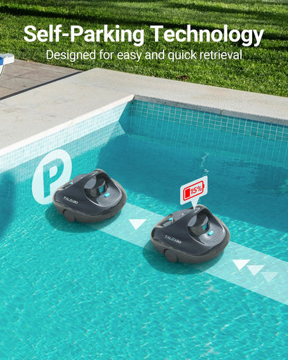 (2025 Upgraded) TALOSBO Pleco Se Cordless Pool Vacuum Up to 130 Mins Runtime, Robotic Pool Cleaner with 2.5H Fast Charge, Ideal for Flat Above Ground and Inground Pools up to 861 Sq. Ft.