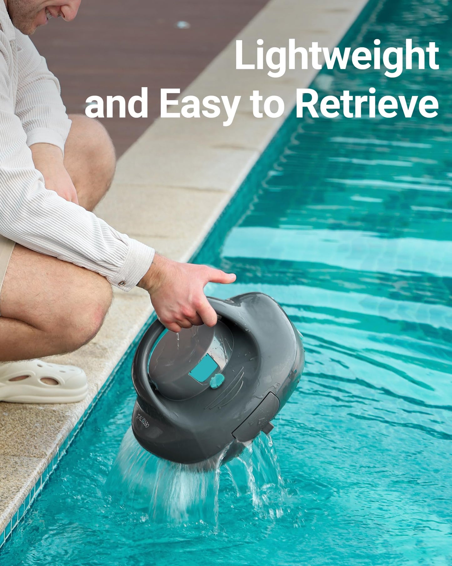 (2025 Upgraded) TALOSBO Pleco Se Cordless Pool Vacuum Up to 130 Mins Runtime, Robotic Pool Cleaner with 2.5H Fast Charge, Ideal for Flat Above Ground and Inground Pools up to 861 Sq. Ft.