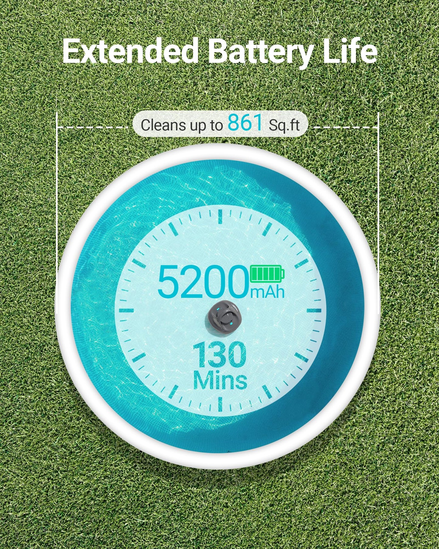 (2025 Upgraded) TALOSBO Pleco Se Cordless Pool Vacuum Up to 130 Mins Runtime, Robotic Pool Cleaner with 2.5H Fast Charge, Ideal for Flat Above Ground and Inground Pools up to 861 Sq. Ft.
